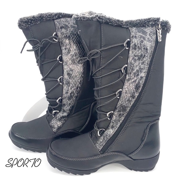 SPORTO Gray faux snake skin faux fur Winter boots 🟩